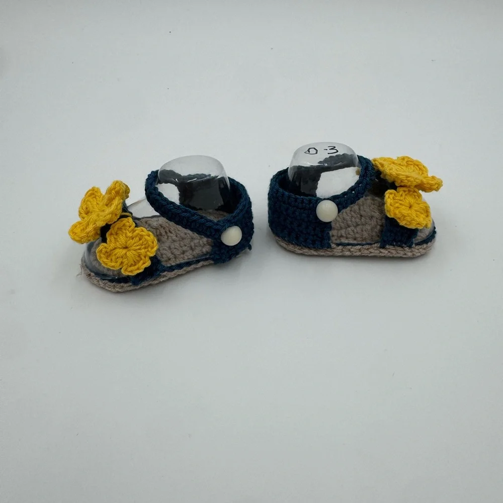 Handmade Crochet Baby Sandals - Yellow and Blue